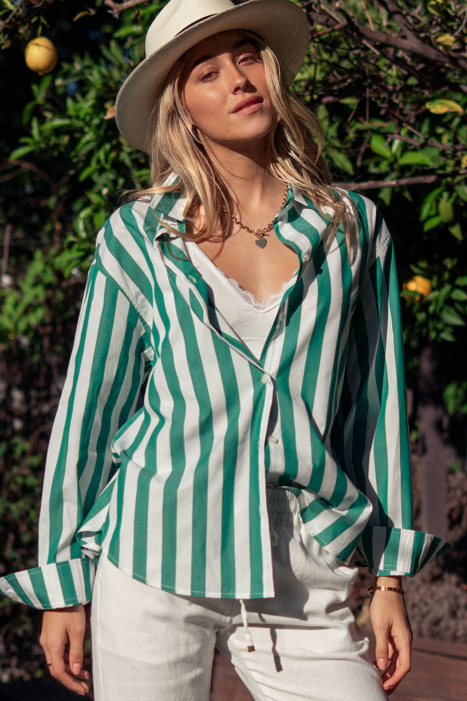Oversized Stripe Button Down Collared Shirt