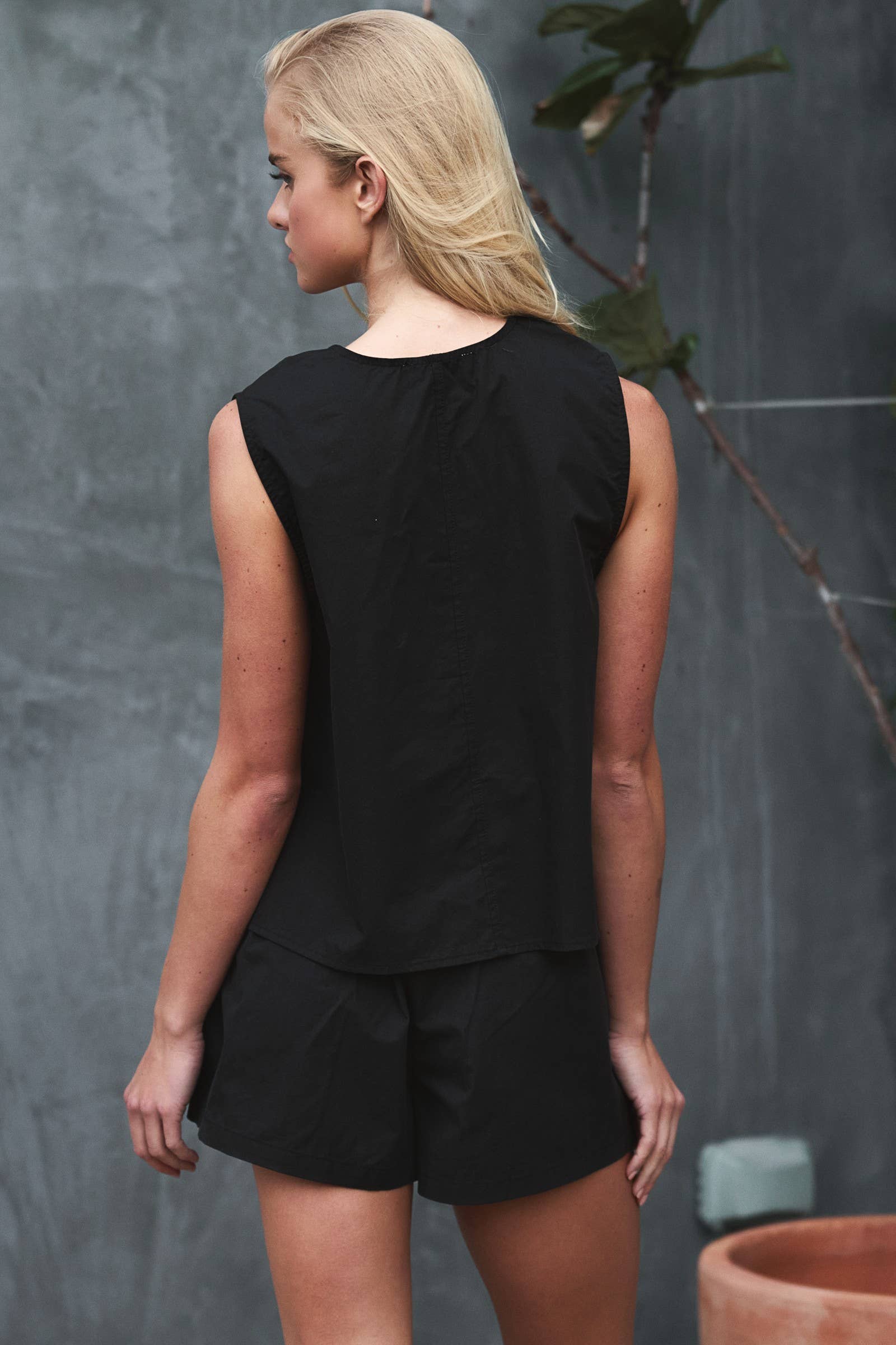 Urban Daizy Ruched Neck Cotton Sleeveless Matching Set Pink Top & Short Set (NOT Loungewear) - Women's (UDZ-OT-00168) – alternate view 4