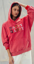 Urban Daizy "HAPPY HAPPY" Vintage Washed Hoodie Red Hoodie - Women's (UDZ-KN-00891) – alternate view 3