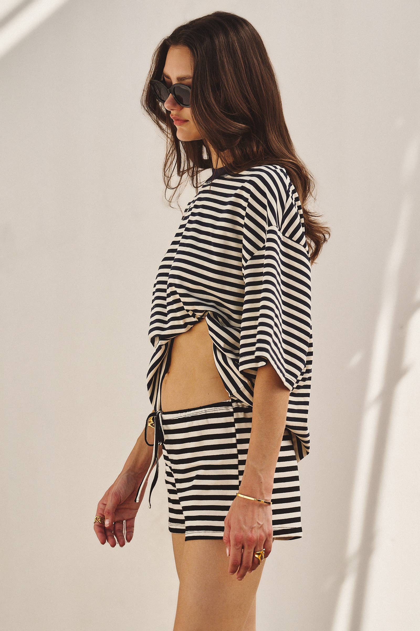 Coastal Striped Drawstring Lounge Shorts