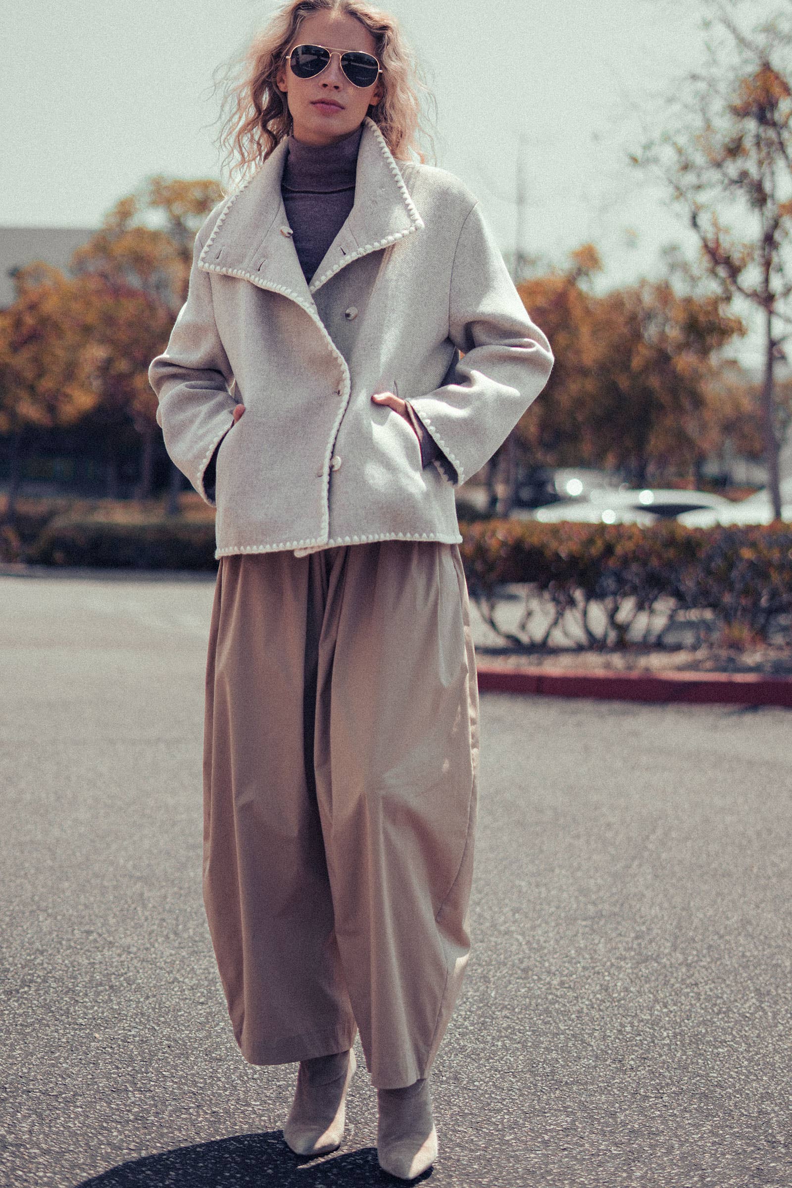 Embroidered Trim Wool-Blend Jacket