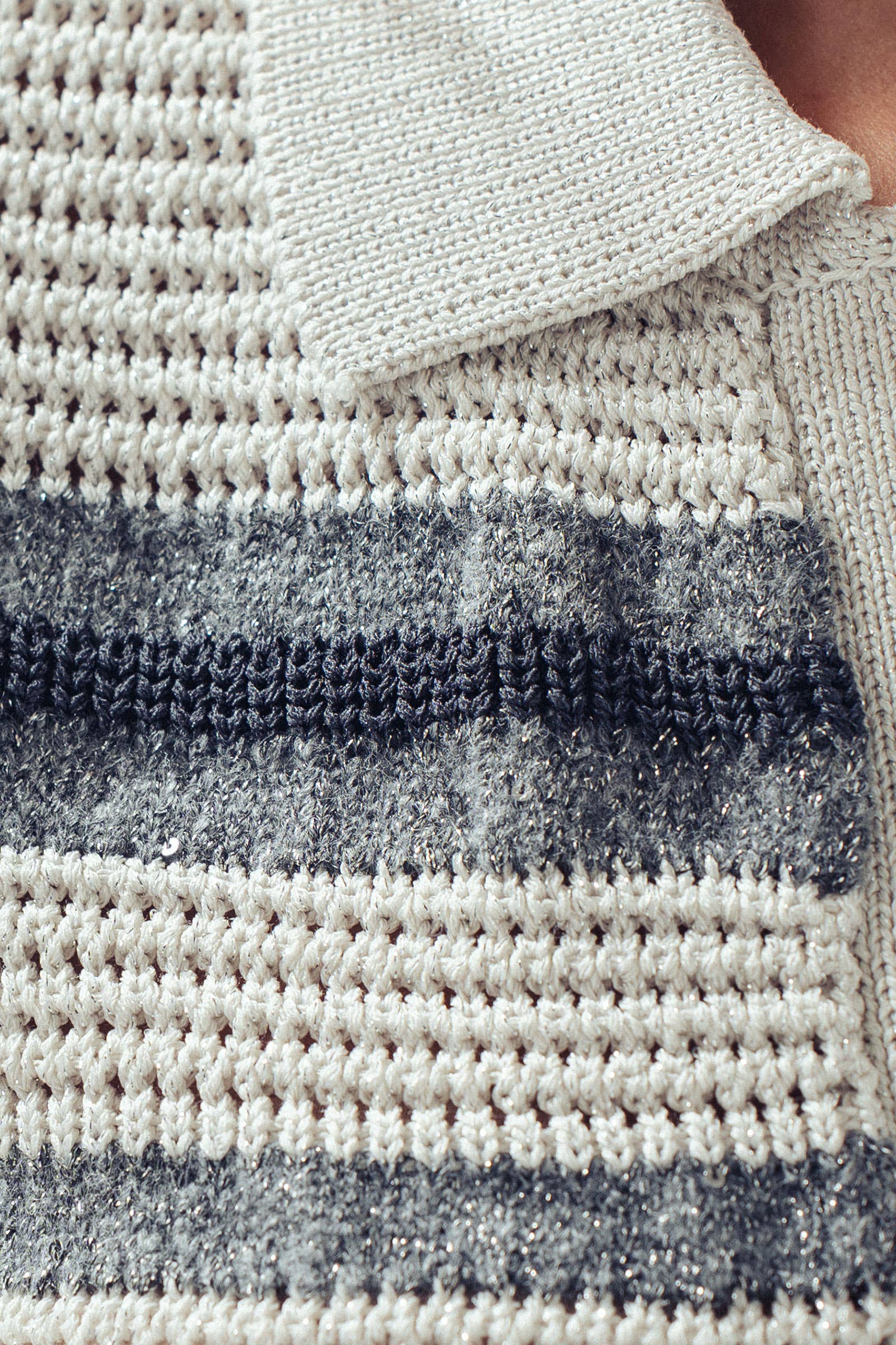 Striped V-Neck Short Sleeve Knit Polo