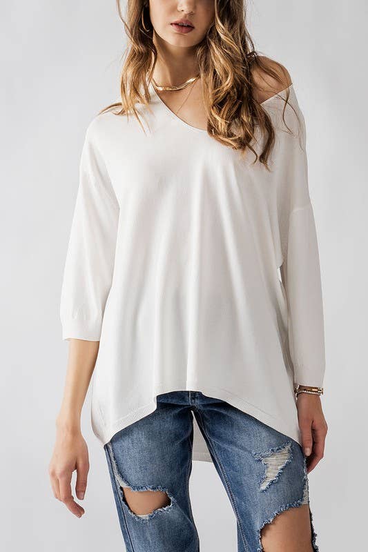 Urban Daizy Relaxed Fit V Neck Three Quarter Sleeve Tunic Top Green Tunic - Women's (UDZ-TP-00030) – alternate view 3