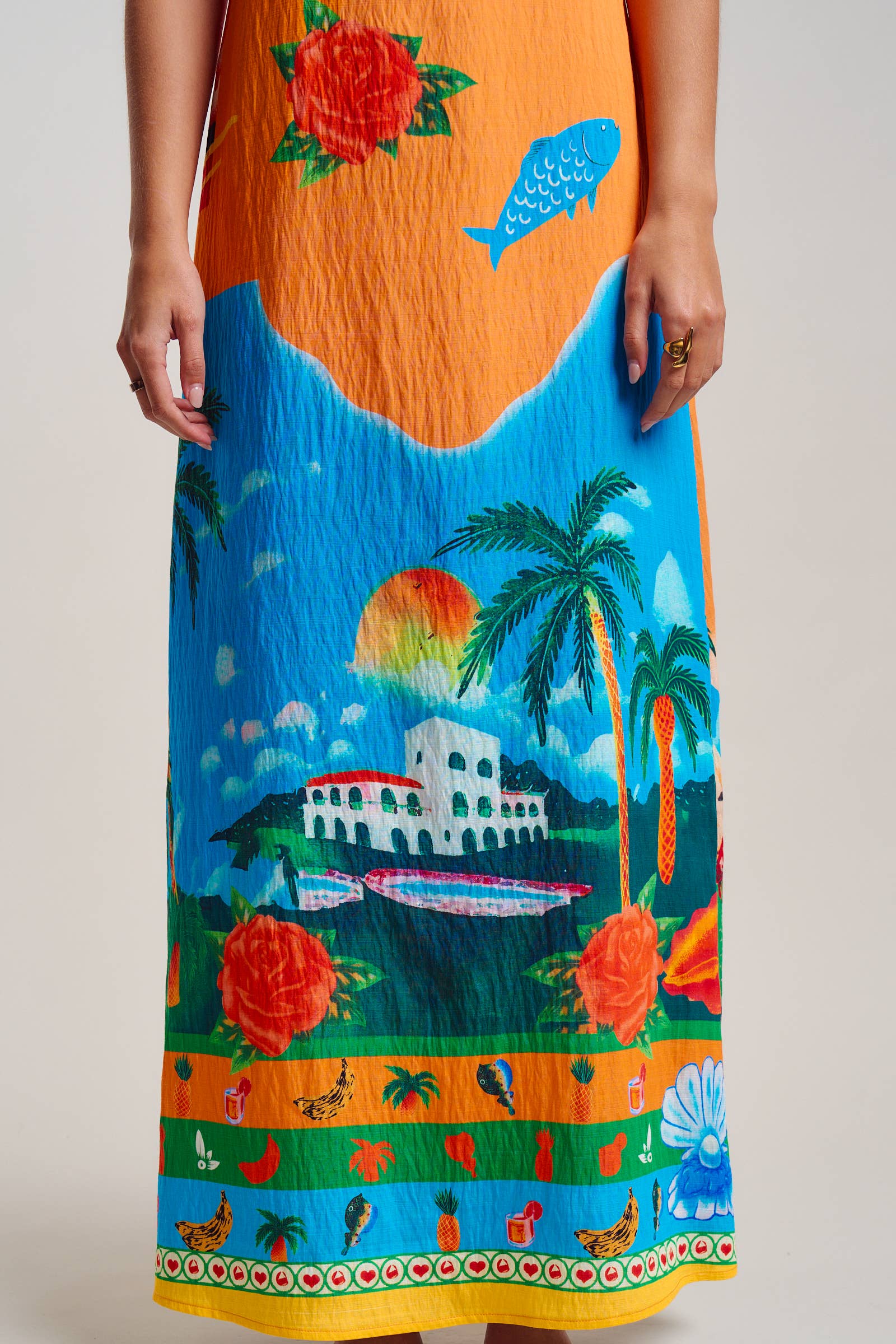 Urban Daizy Vibrant Tropical Scenic Print Halter Maxi Dress Multi Dress - Women's (UDDR0355-Multi) – alternate view 13