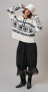 Nordic Fair Isle Hooded Sweater Wool Blend in IVORY BLACK - Women's Sweaters | Urban Daizy
