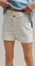 Urban Daizy Crossover Asymmetrical  Denim Shorts White Shorts - Women's (TNPT0825-White) – alternate view