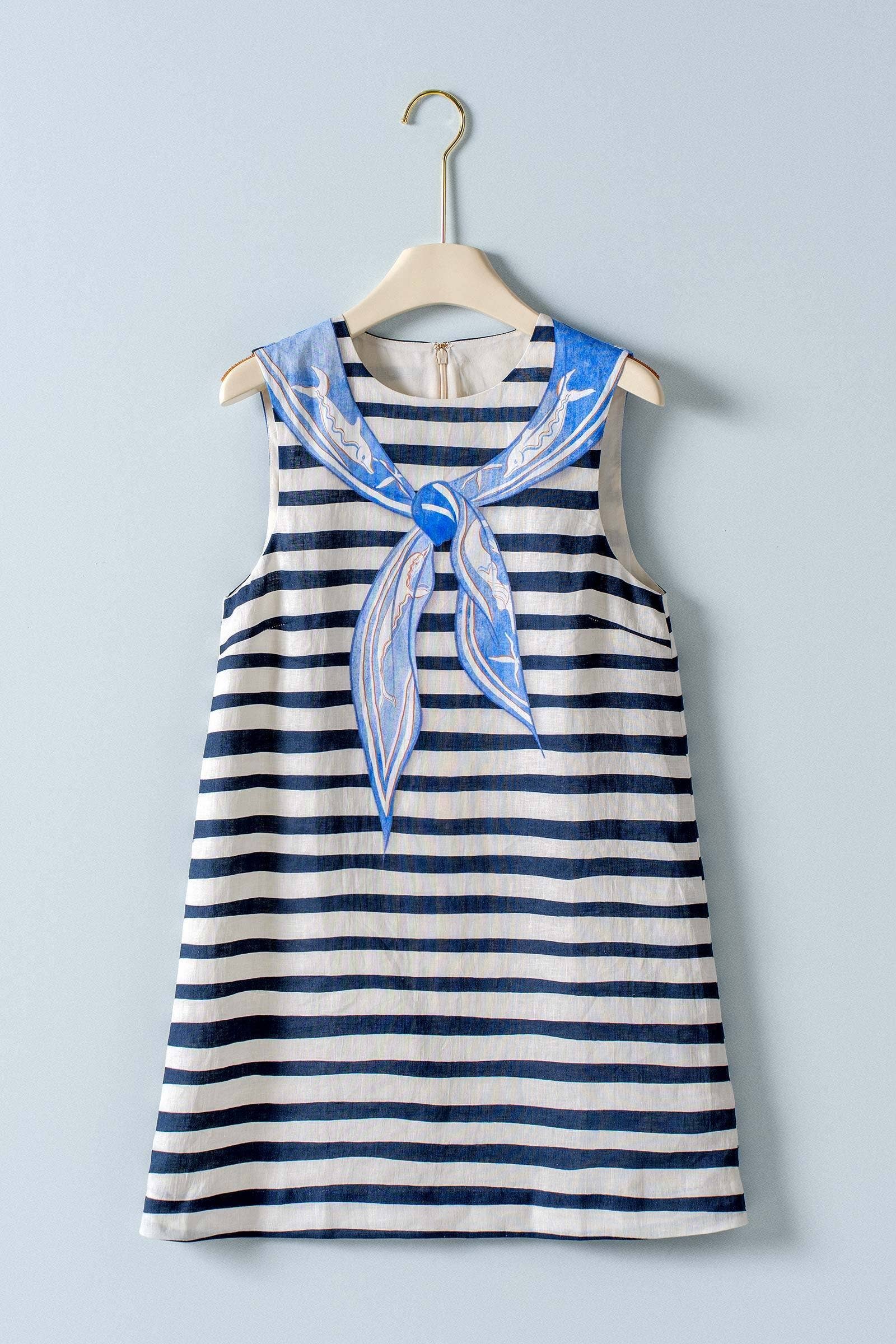 Nautical Stripe Printed Bandana Shift Dress
