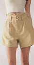 Urban Daizy Double Button Paper Bag Pleated Bermuda Shorts Beige Shorts - Women's (UDZ-PT-00015) – alternate view 2