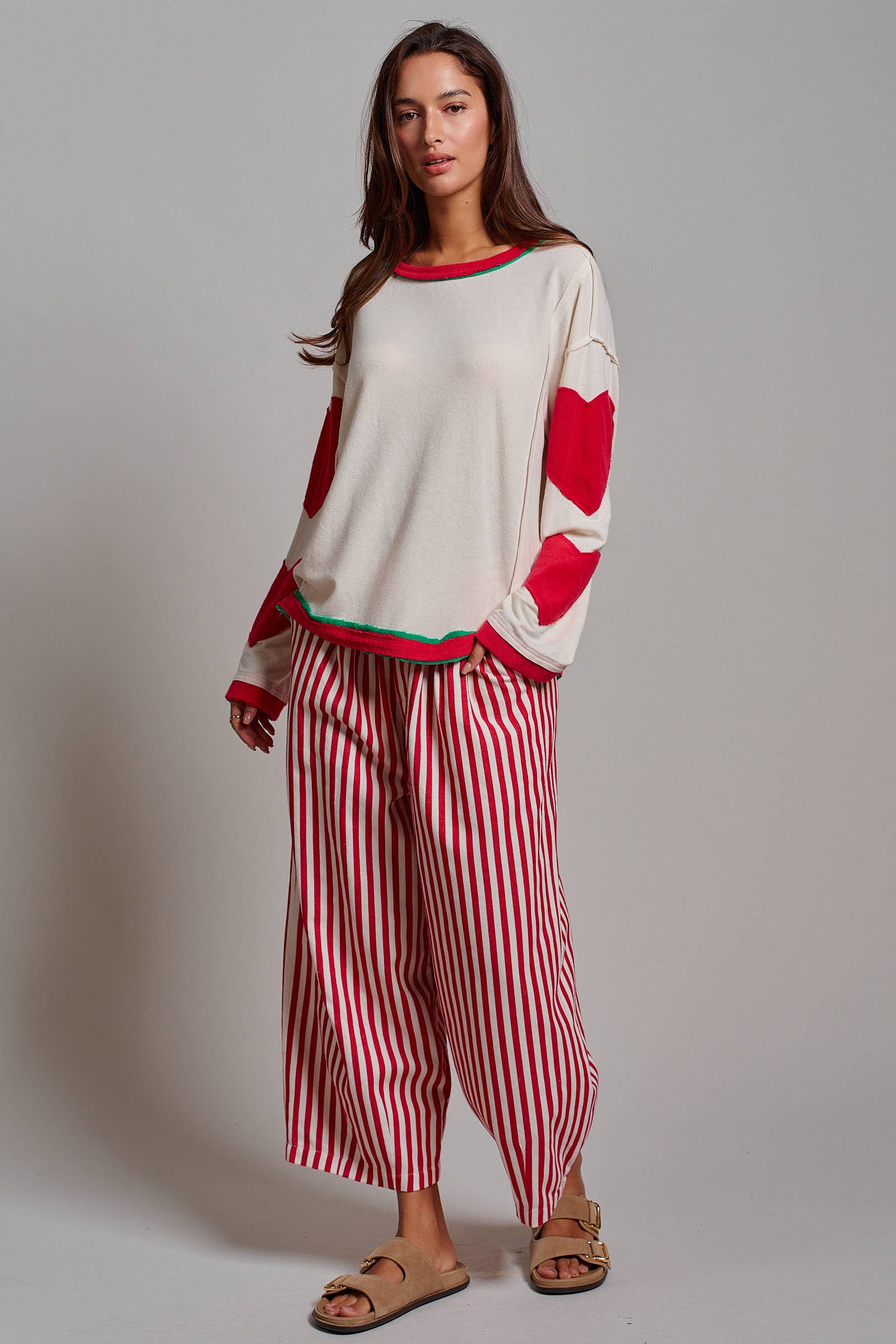 Striped Pleated Wide Leg Culotte Pants