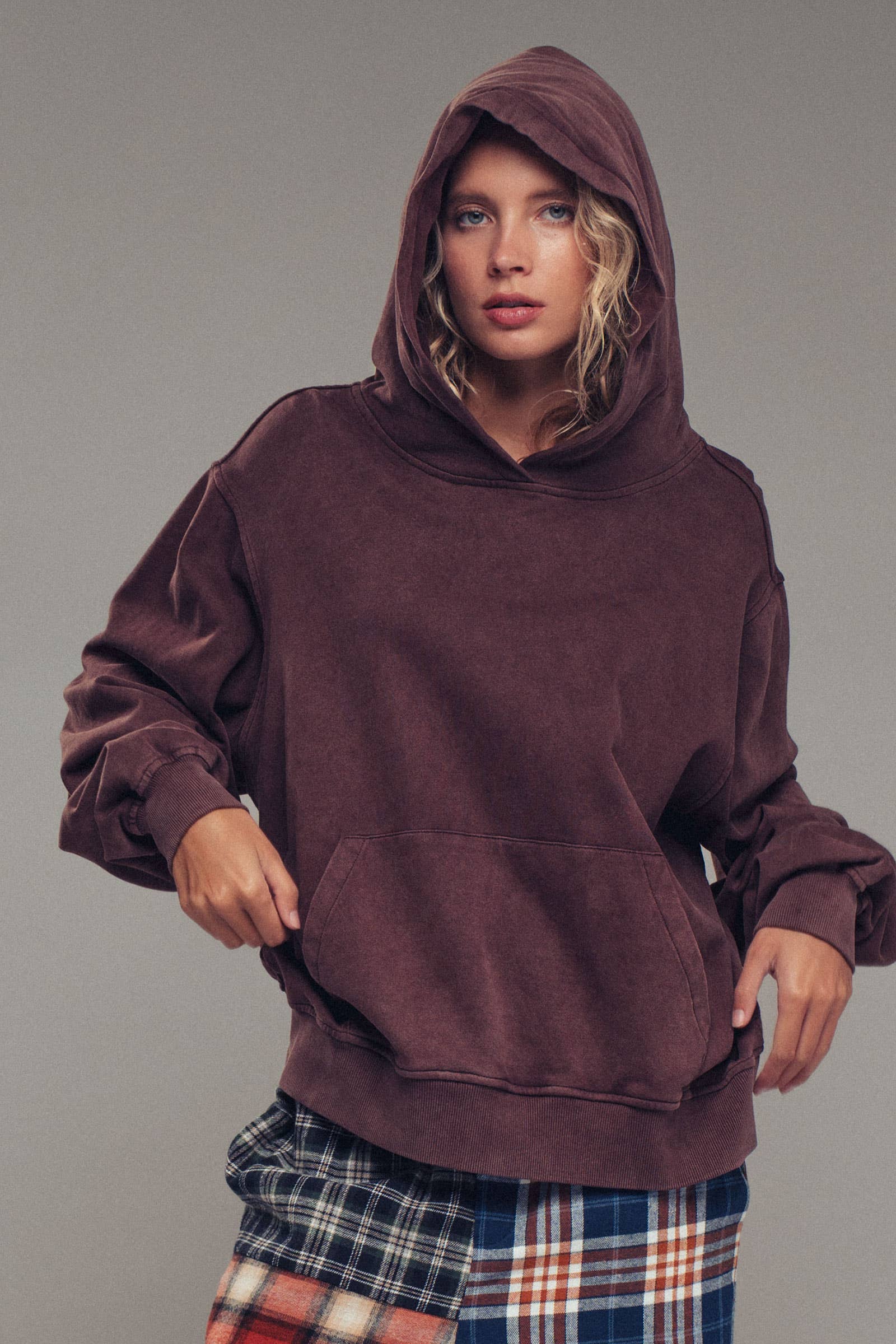 Vintage Wash Oversized Brushed Hoodie