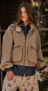 Cropped Zip Bomber Jacket in KHAKI - Women's Jackets & Blazers | Urban Daizy