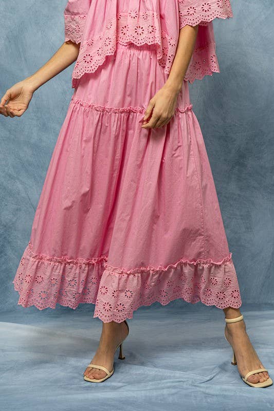 Urban Daizy Laced Eyelet Tiered Midi Skirt Lt-Blue Skirt - Women's (UDZ-SK-00108) – alternate view 3