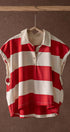 Urban Daizy Bold Striped Dolman Sleeve Polo Shirt Ivory Black Polo - Women's (UDZ-TP-00660) – alternate view 3