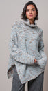 Chunky Knit Mock Neck Oversized Poncho Sweater in BLUE - Women's Sweaters | Urban Daizy