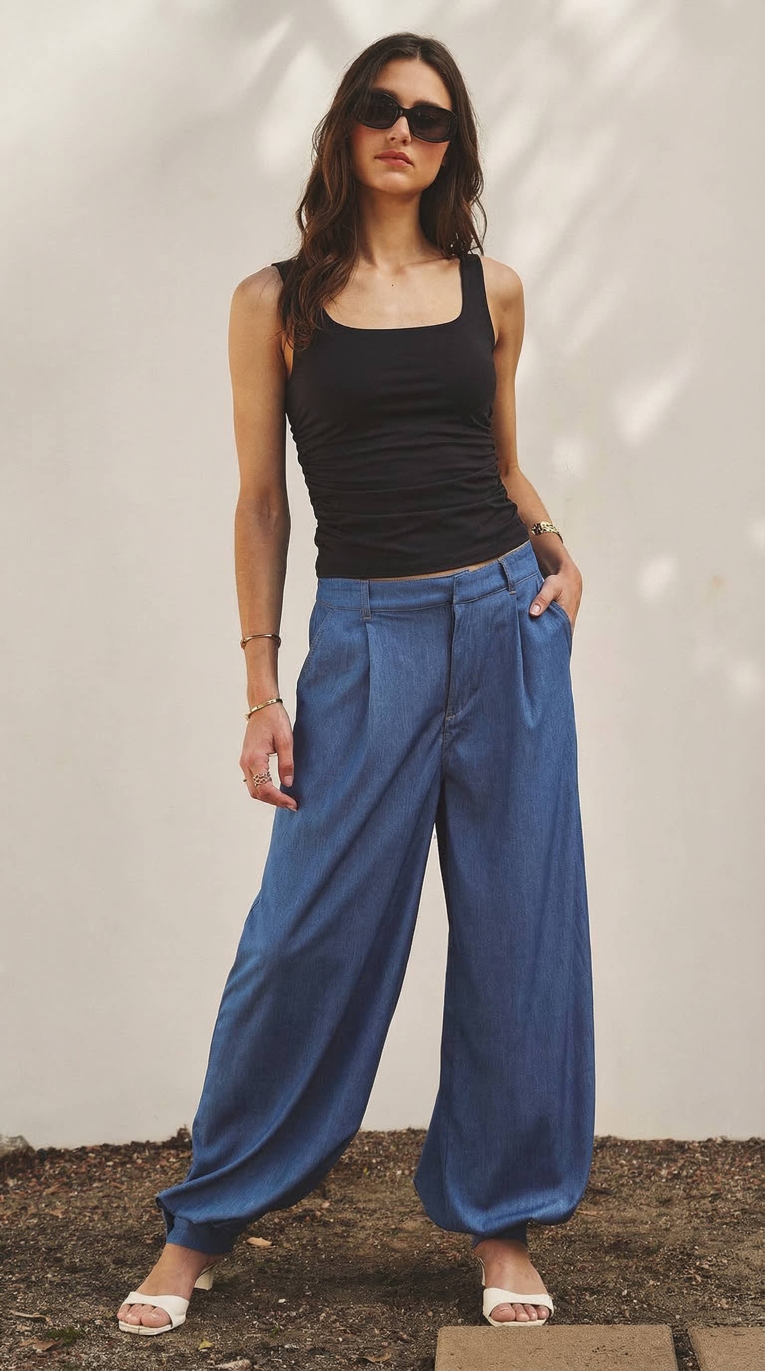 Side-Ruched Stretch Tank Top