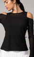 Urban Daizy Layered Ribbed Knit Off-Shoulder Long Sleeve Top Black Tank Top - Women's (UDZ-TP-00229) – alternate view 2