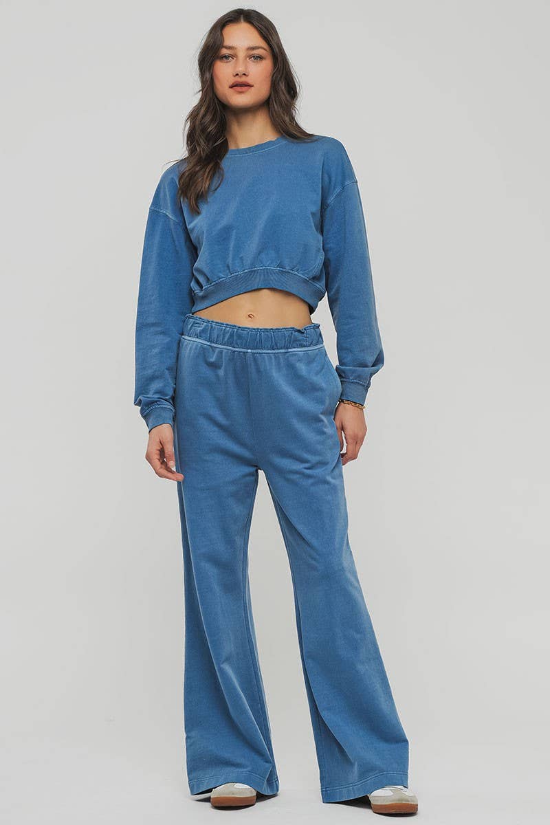 Urban Daizy Mineral Wash Wide Leg Elastic Waist Casual Sweatpants Cream Lounge Sweatpants Joggers - Women's…