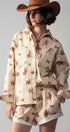 Urban Daizy Western Rodeo Ready Roundup Shirt Ivory Button Down Shirt - Women's (UDZ-DR-00390)