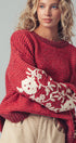 Urban Daizy Floral Embroidered Striped Knit Sweater Brown Knit Sweater - Women's (UDZ-TP-00814) – alternate view 2