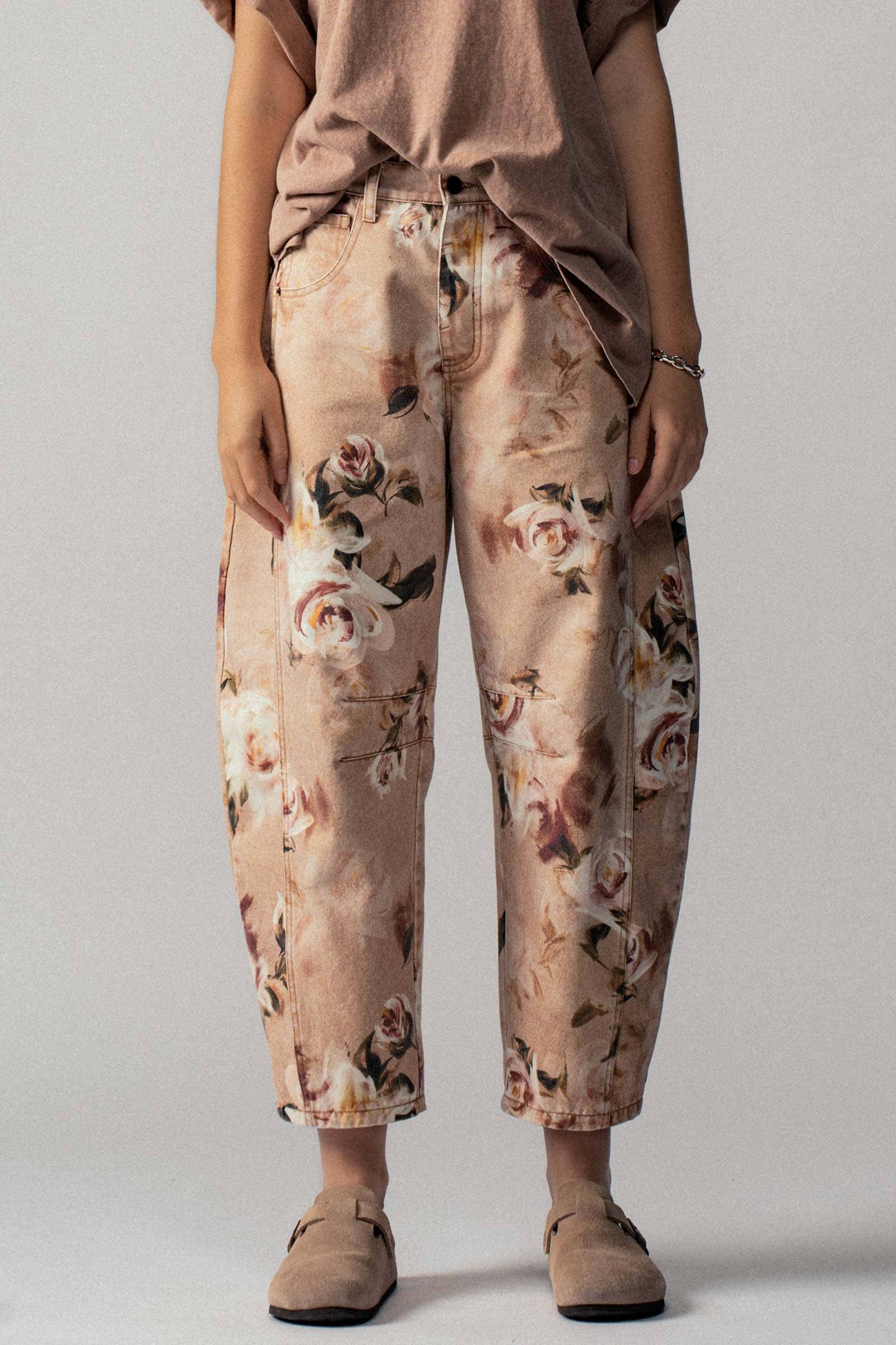 Urban Daizy Vintage Rose Print Wide Leg Jeans Multi Jeans - Women's (UDPT0093-Multi) – alternate view