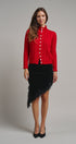 Cable Knit Mock Neck Button-Front Cardigan in RED - Women's Sweaters | Urban Daizy