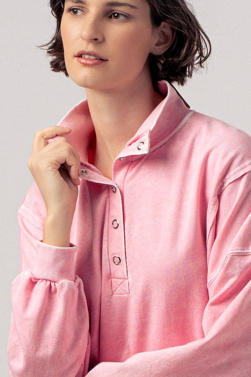 Vintage Wash Snap-Front Sweatshirt