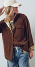 Urban Daizy Plaid Flannel-Lined Corduroy Shacket Taupe Shirt Jacket/Shacket - Women's (UDZ-KN-00150) – alternate view 32