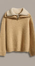 Wool Blend Half Zip Sweater with Double Collar in CAMEL - Women's Sweaters | Urban Daizy