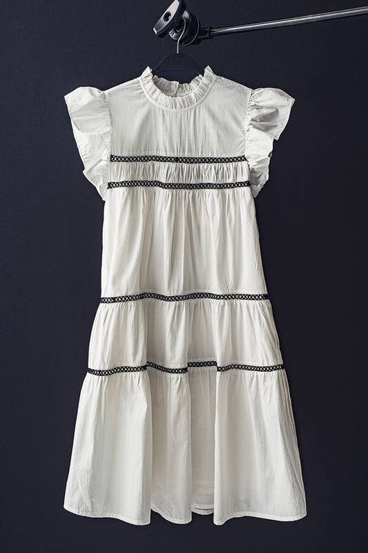 Urban Daizy Lace Trim Ruffle Sleeve Tiered Spring Mini Dress Black Dress - Women's (UDZ-DR-00204) – alternate view 21