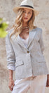 Urban Daizy Linen Single-Button Tailored Blazer Lt-Blue Jacket - Women's (UDOW0305-Lt-Blue)