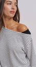 Urban Daizy Asymmetrical Striped One-Shoulder Top Ivory-Black Knit Top - Women's (UDZ-TP-01085-Ivory-Black) – alternate view 8