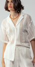 Urban Daizy Open Knit Button-Down Oversized Shirt Black Button Down Shirt - Women's (UDZ-TP-00111) – alternate view 4