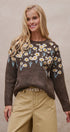 Embossed Floral Knit Sweater in BROWN - Women's Sweaters | Urban Daizy