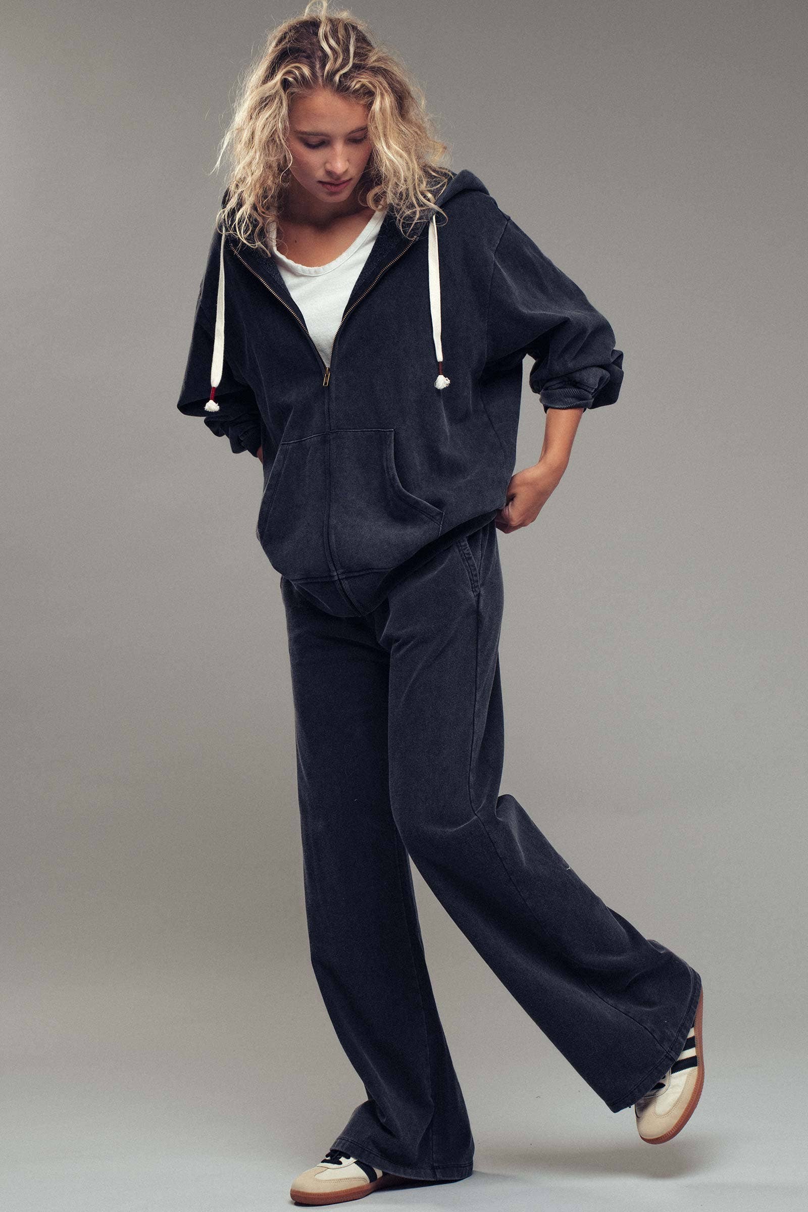 Vintage-Wash Zip-Up Hoodie