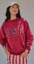 USA Polka Dot Varsity Letter Mock Neck Sweatshirt in BURGUNDY - Women's Sweatshirts & Hoodies | Urban Daizy