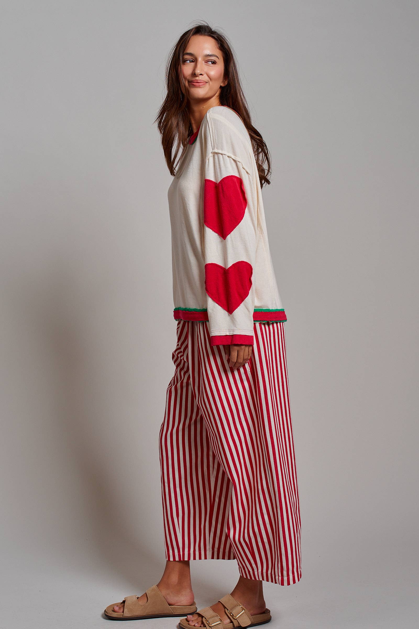 Striped Pleated Wide Leg Culotte Pants