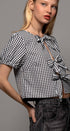 Urban Daizy Gingham Triple Bow Puff Sleeve Crop Top Pink Blouse - Women's (UDZ-TP-01033) – alternate view 19
