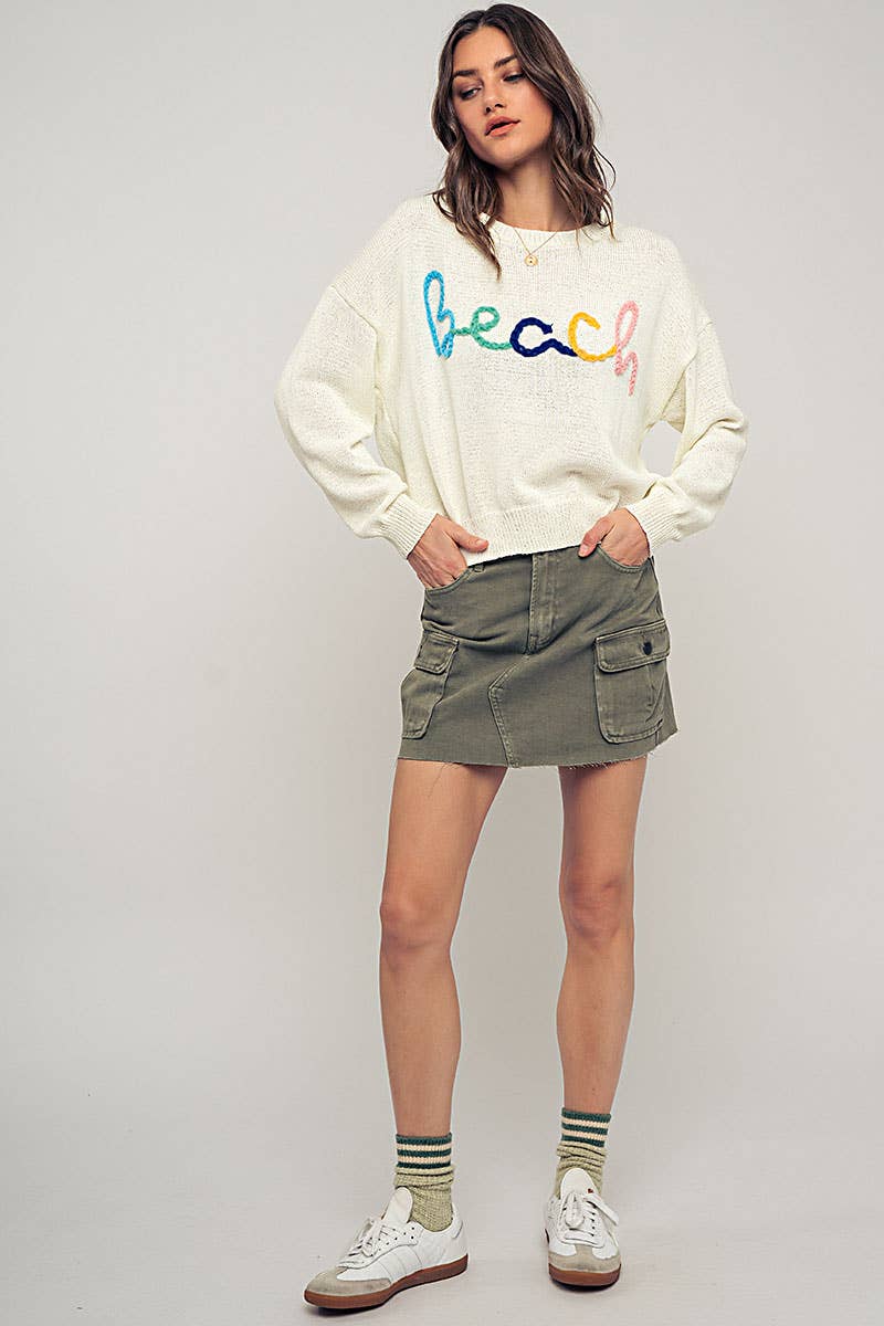 High Rise Raw Hem Utility Pocket Mini Cargo Skirt