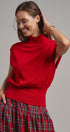 Uptown Mockneck Blouson Top in RED - Women's Sweaters | Urban Daizy