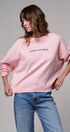 Oversized Graphic Sweatshirt Pigment Wash Cotton Crewneck in PINK CLAY - Women's Sweatshirts & Hoodies | Urban Daizy