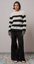 Striped Oversized Chunky Knit Sweater in BLACK - Women's Sweaters | Urban Daizy