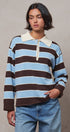 Striped Knit Rugby Polo Sweater in BROWN BLUE - Women's Sweaters | Urban Daizy