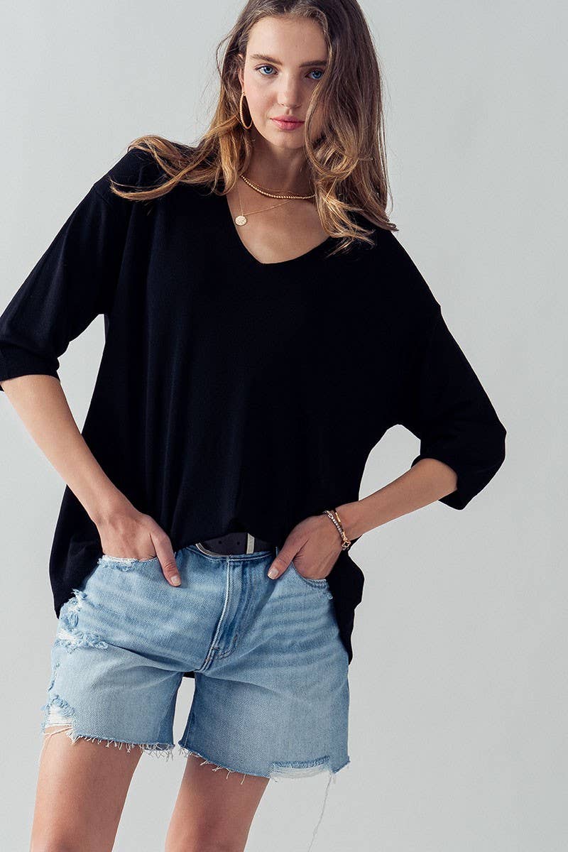 Urban Daizy Relaxed Fit V Neck Three Quarter Sleeve Tunic Top Green Tunic - Women's (UDZ-TP-00030) – alternate view 21