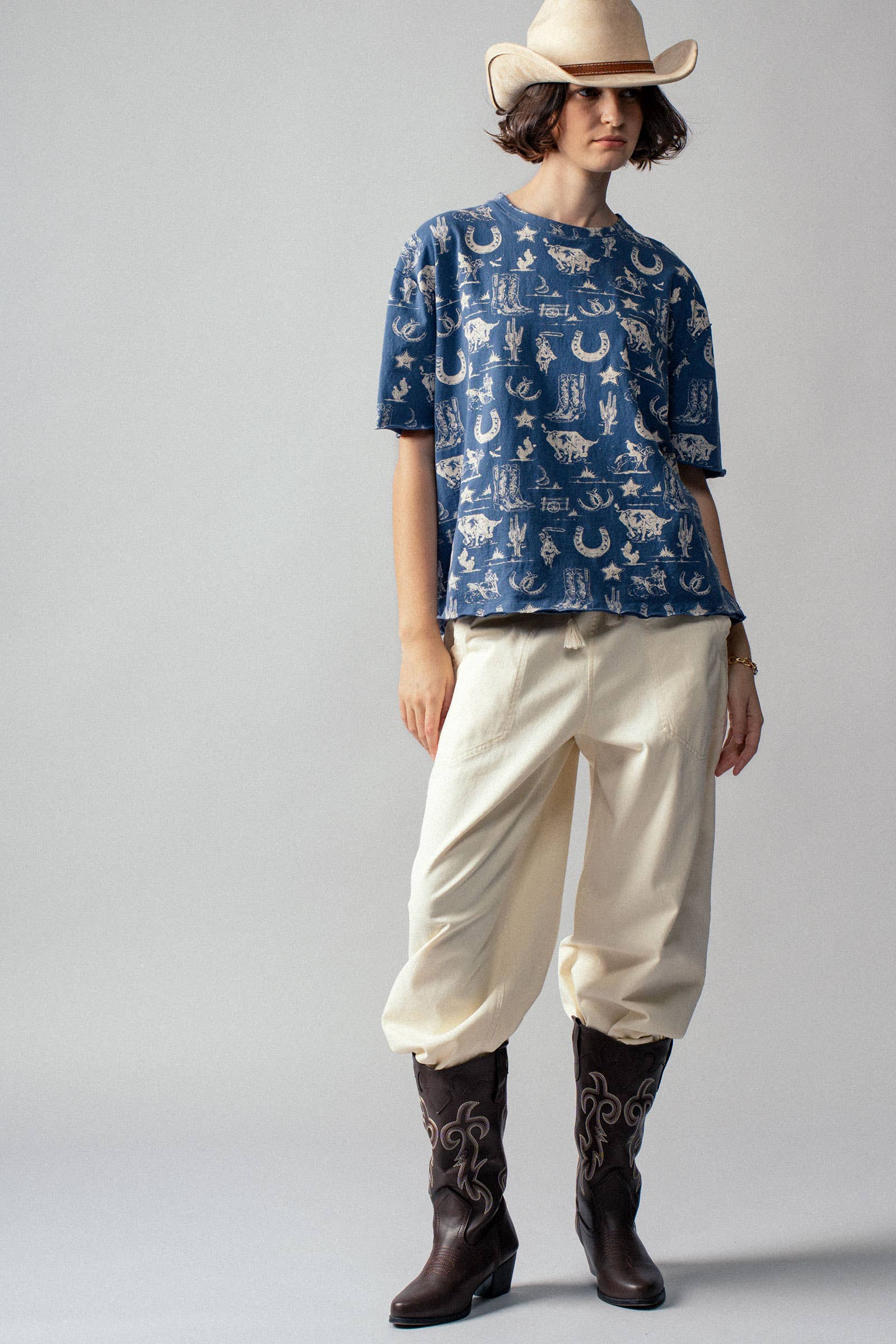 Urban Daizy Western Graphic Print Relaxed Fit Tee Blue T-Shirt - Women's (UDZ-DR-00390) – alternate view 13