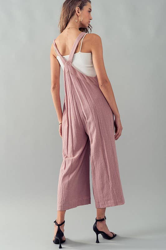 Urban Daizy Textured Button Front Wide Leg Jumpsuit Mauve Jumpsuit - Women's (UDZ-JR-00017) – alternate view 5