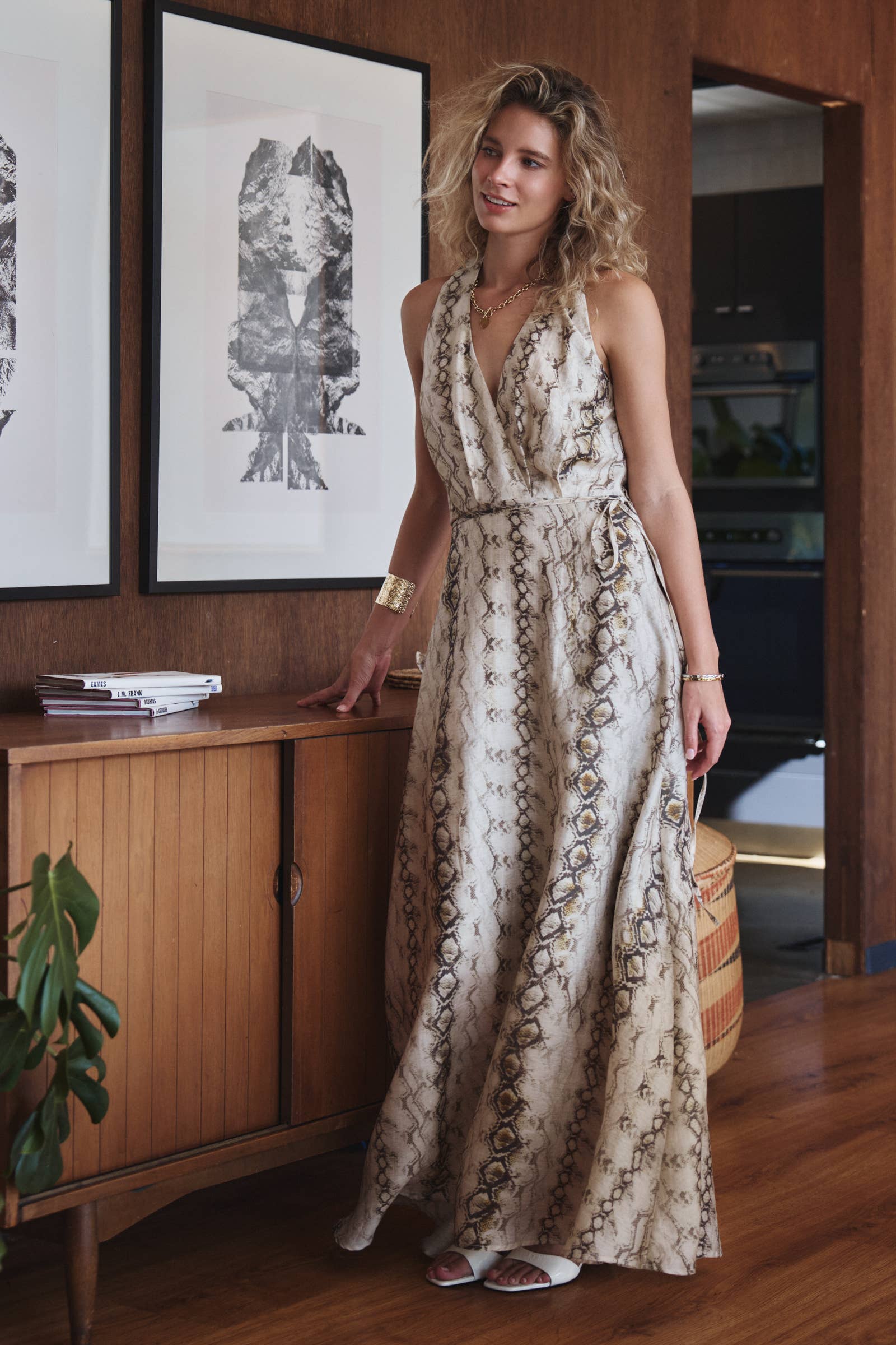 Urban Daizy Snake Print Tencel Linen Halter Maxi Dress Multi Dress - Women's (UDZ-DR-00523) – alternate view 10