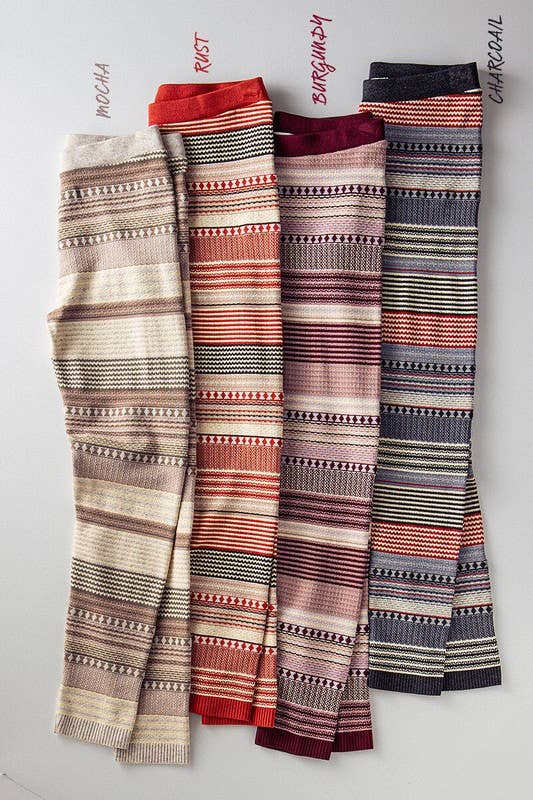Urban Daizy Cozy Multi Striped Sweater Knit Winter Leggings Mocha Athletic Lounge Leggings - Women's (UDZ-XX-00002) –…
