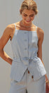Buttoned Tie-Waist Cami Top in DEW BLUE - Women's Tops | Urban Daizy