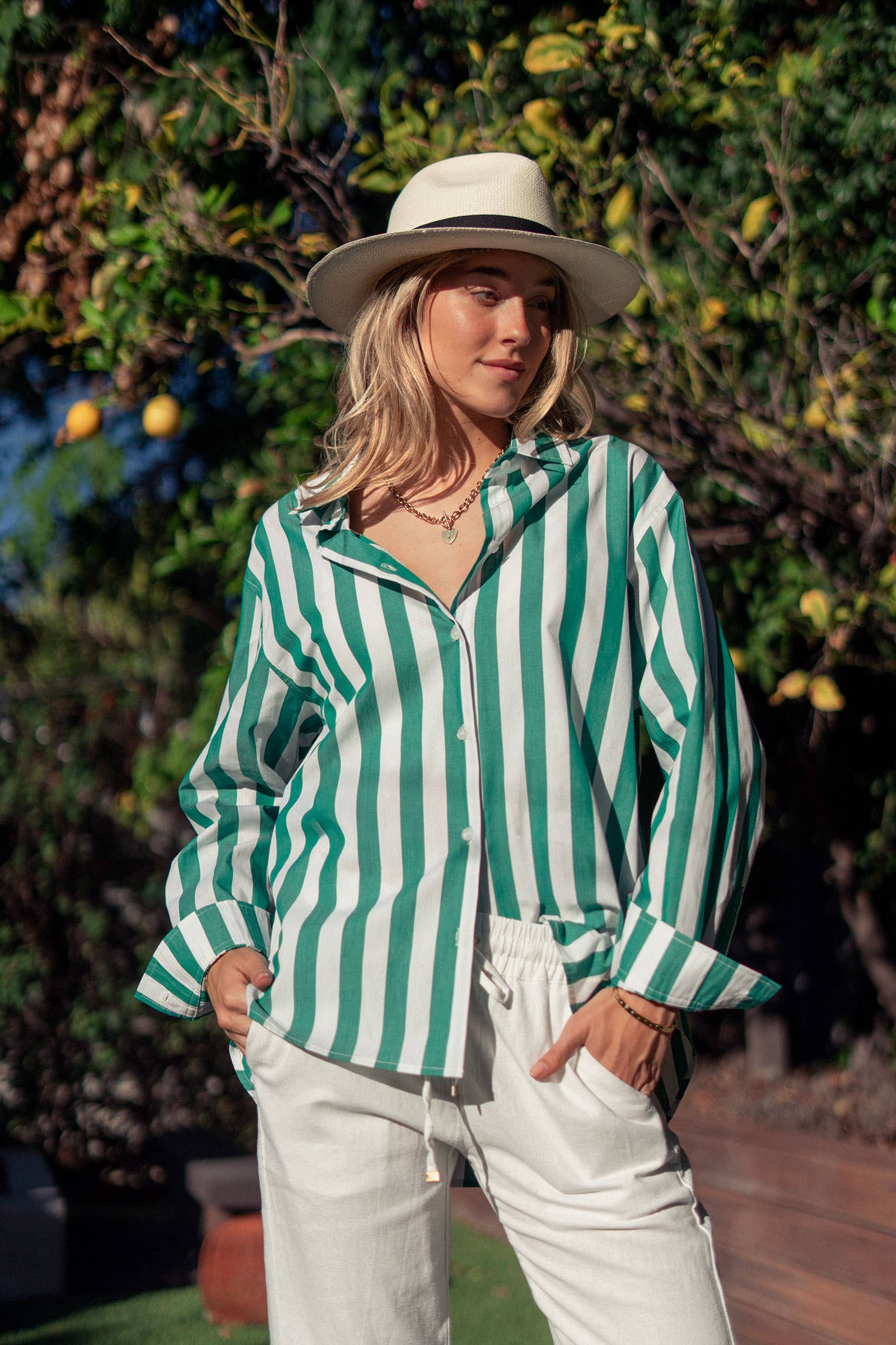 Oversized Stripe Button Down Collared Shirt