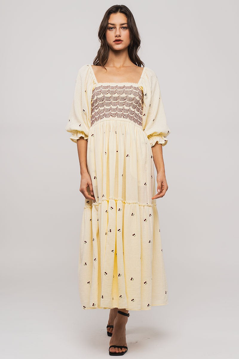 Smocked Floral Tiered Dress
